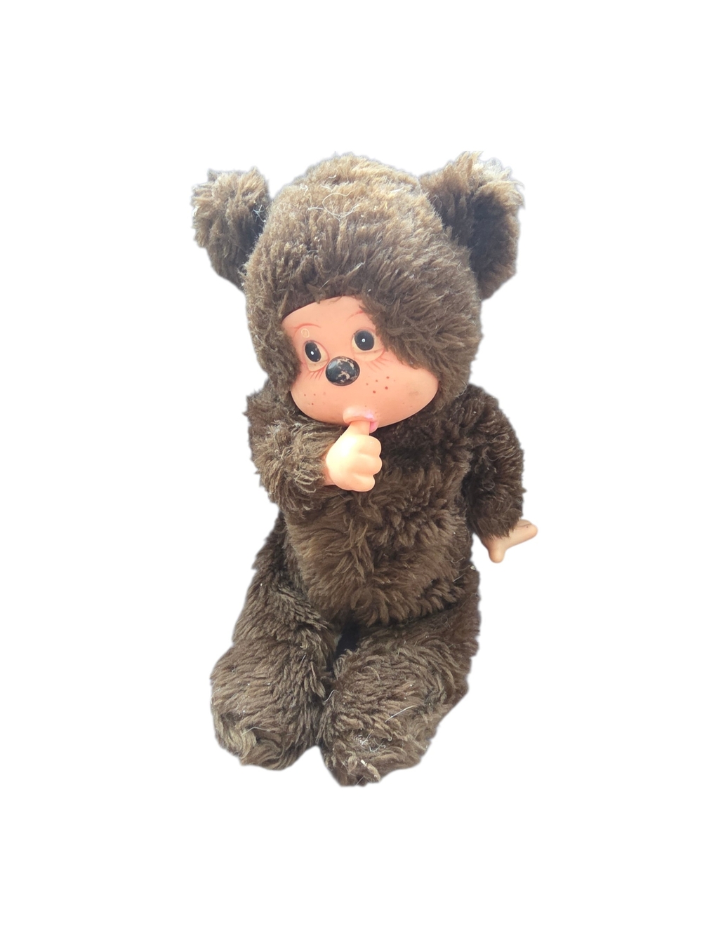 Cute Brown Plush Bear Doll with Thumb-Sucking Face - Kids Toy